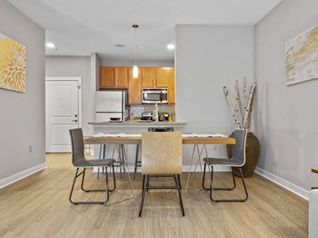 Dining area at Axis Admirals Hill Apartments in Chelsea MA